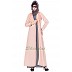Double layered abaya with embroidery- Pink-Grey